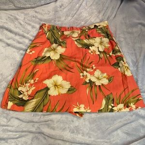 TEHAMA Orange Green A-Line Mini Skirt Resort Wear